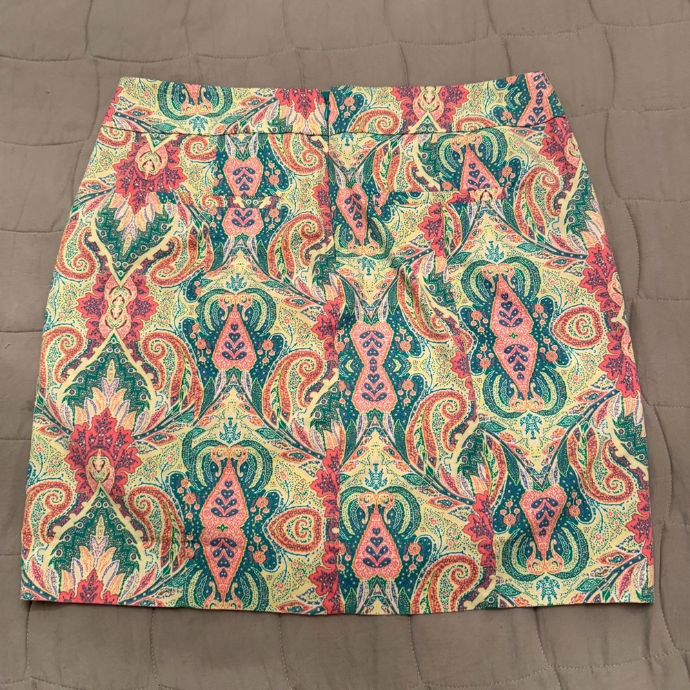 Ann Taylor Paisley Print‎ Mini Skirt - Pink, Green, Cream